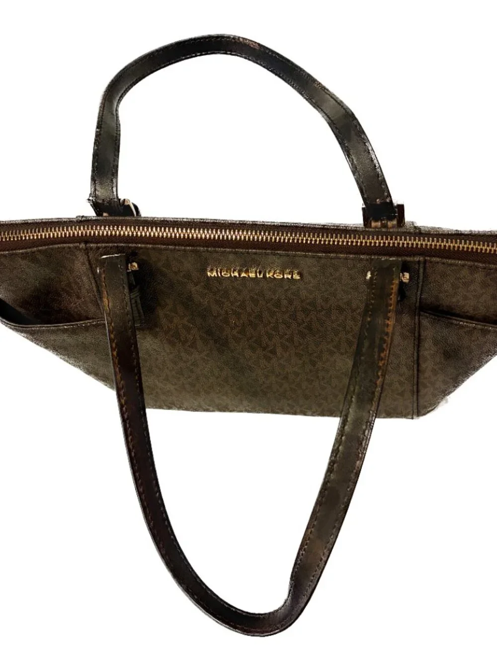 MICHAEL Michael Kors Voyager / Jet Set Signature Logo  Tote Bag - Brown/Gold